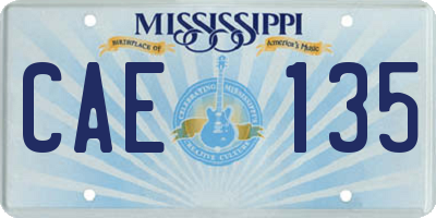 MS license plate CAE135