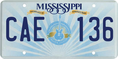 MS license plate CAE136