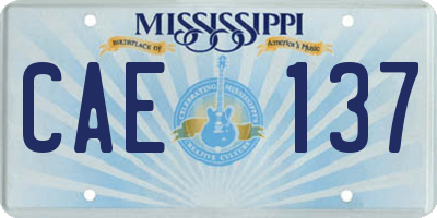 MS license plate CAE137