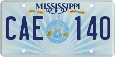 MS license plate CAE140