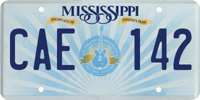 MS license plate CAE142