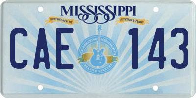MS license plate CAE143