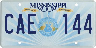 MS license plate CAE144