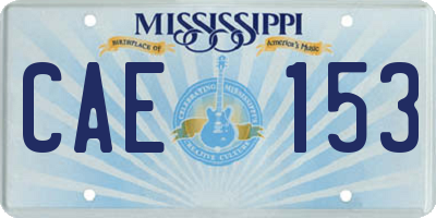 MS license plate CAE153