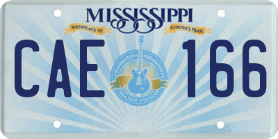 MS license plate CAE166