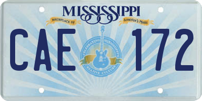MS license plate CAE172