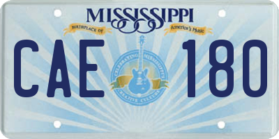 MS license plate CAE180