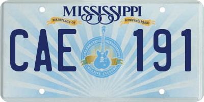 MS license plate CAE191