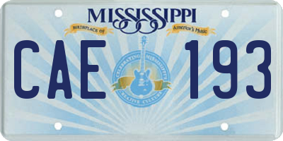MS license plate CAE193