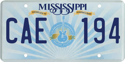 MS license plate CAE194