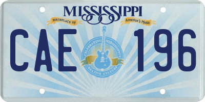 MS license plate CAE196