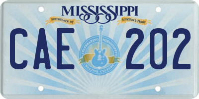 MS license plate CAE202