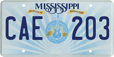 MS license plate CAE203