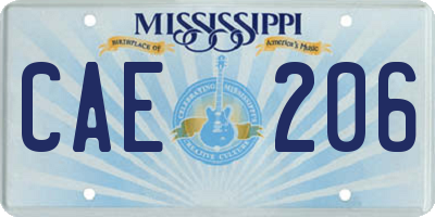 MS license plate CAE206
