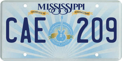 MS license plate CAE209