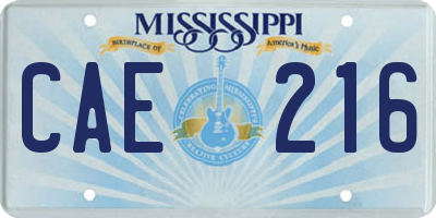 MS license plate CAE216