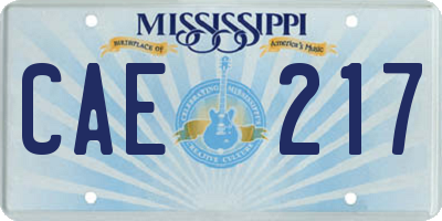 MS license plate CAE217