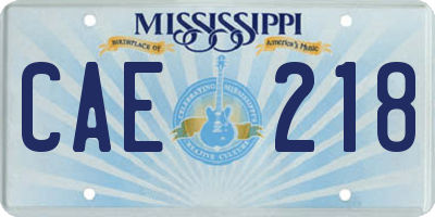 MS license plate CAE218