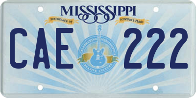 MS license plate CAE222