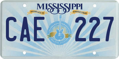 MS license plate CAE227