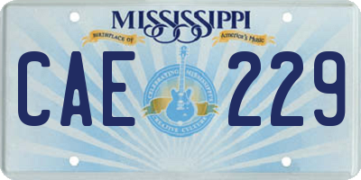 MS license plate CAE229