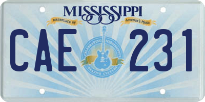 MS license plate CAE231