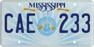 MS license plate CAE233