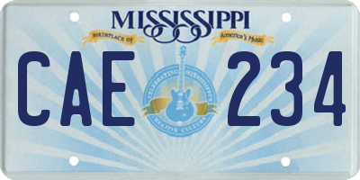 MS license plate CAE234