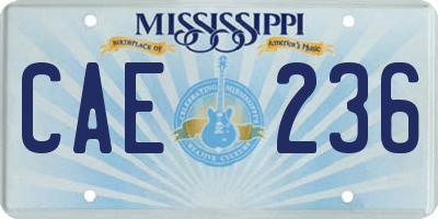 MS license plate CAE236
