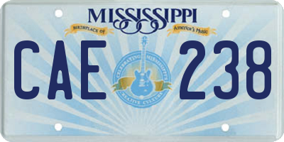 MS license plate CAE238