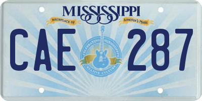 MS license plate CAE287