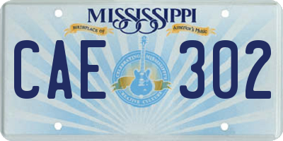 MS license plate CAE302