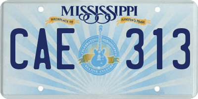 MS license plate CAE313