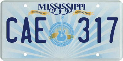 MS license plate CAE317