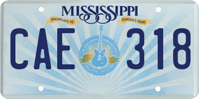 MS license plate CAE318