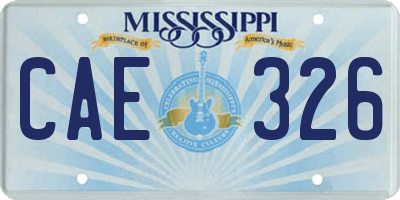 MS license plate CAE326