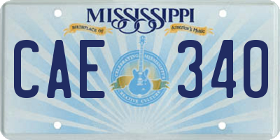 MS license plate CAE340