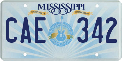MS license plate CAE342