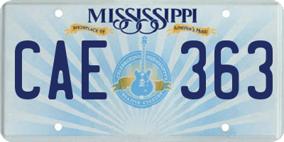 MS license plate CAE363