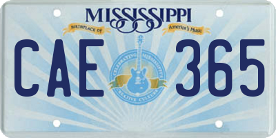 MS license plate CAE365