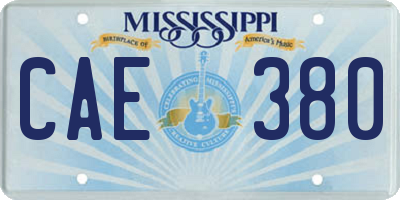 MS license plate CAE380