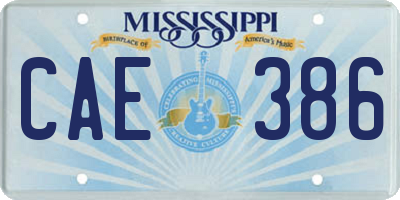 MS license plate CAE386