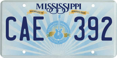 MS license plate CAE392
