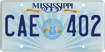 MS license plate CAE402