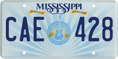 MS license plate CAE428