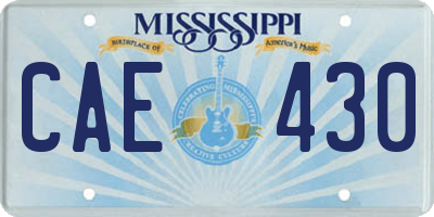 MS license plate CAE430