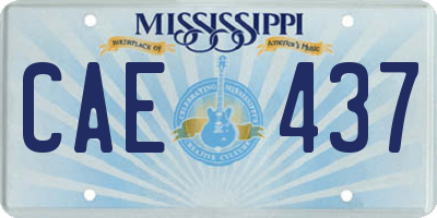 MS license plate CAE437