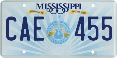 MS license plate CAE455