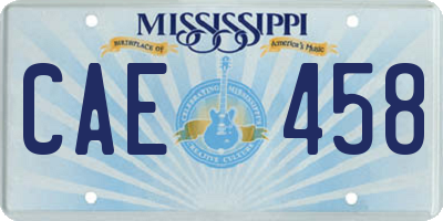 MS license plate CAE458