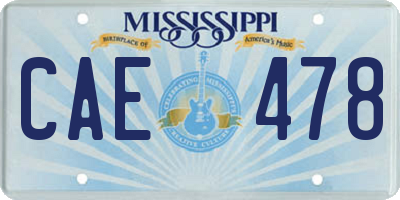 MS license plate CAE478